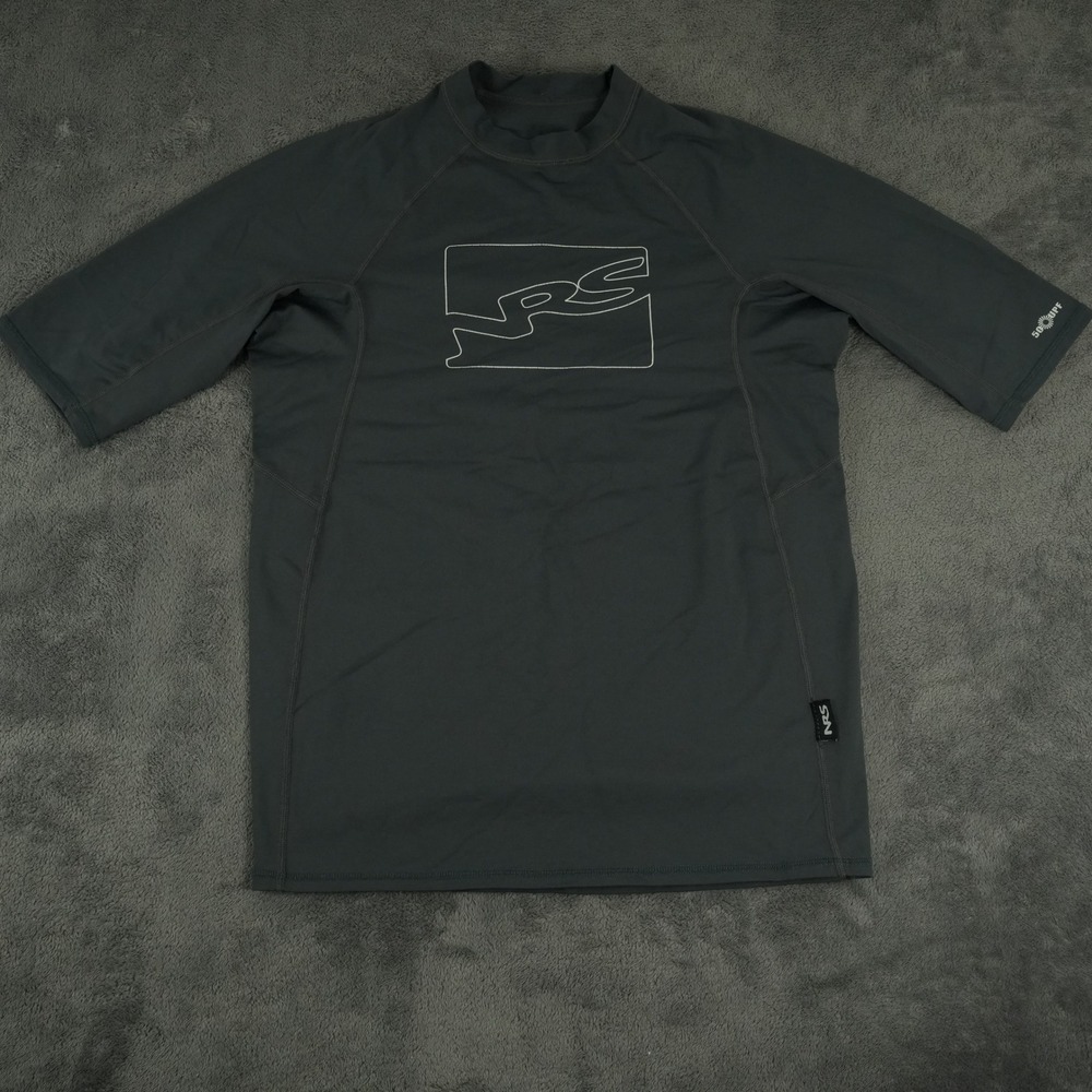 NRS Rash Guard Mens Large Dark Gray Short Sleeve UPF 50+ Sun Protection Shirt